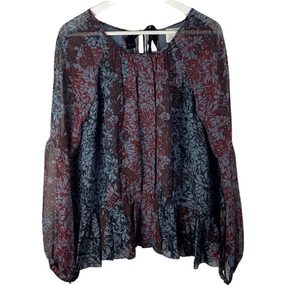 Cinq a Sept  silk floral peplum blouse XS - Picture 1 of 7